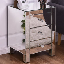 Load image into Gallery viewer, 3 Drawers Modern Storage Accent Mirrored Nightstand
