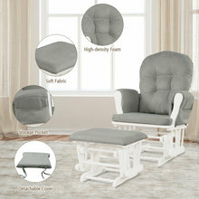Load image into Gallery viewer, Baby Nursery Relax Rocker Rocking Chair Glider &amp; Ottoman Set-Light Gray
