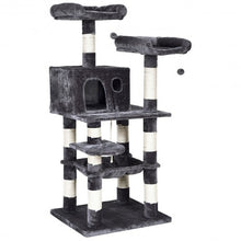 Load image into Gallery viewer, 55&quot; Multi-Level Kitten Activity Tower with Hammock-Gray

