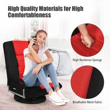 Load image into Gallery viewer, 360-Degree Swivel Gaming Floor Chair with Foldable Adjustable Backrest-Red

