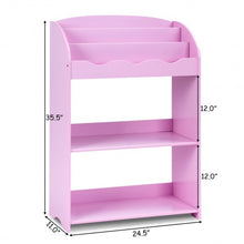 Load image into Gallery viewer, 3-Tier Kids Bookshelf Magazine Storage Bookcase -Pink
