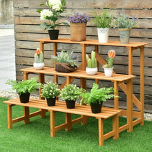 Load image into Gallery viewer, 3-Tier Wide Wood Flower Pot Step Ladder Plant Stand
