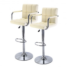 Load image into Gallery viewer, Set of 2 Bar Stool PU Leather Barstools Chair Adjustable Counter Swivel w/ Arm-brown
