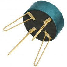 Load image into Gallery viewer, Round Velvet Ottoman Footrest Stool Side Table Dressing Chair w/Metal Legs-Green
