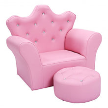 Load image into Gallery viewer, Pink Kids Sofa Armrest Couch with Ottoman

