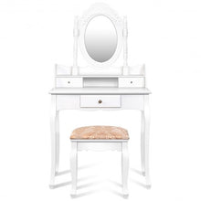 Load image into Gallery viewer, White Vanity Makeup Dressing Table with Rotating Mirror + 3 Drawers

