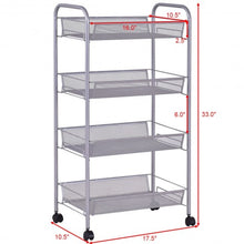 Load image into Gallery viewer, Black/Gray 4 Tier Storage Rack Trolley Cart-Gray

