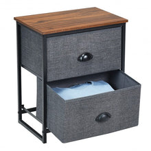 Load image into Gallery viewer, Metal Frame Nightstand Side Table Storage with 2 Drawers-Black
