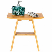 Load image into Gallery viewer, 18&quot; Bamboo Shower Stool Bench with Shelf

