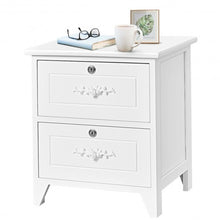Load image into Gallery viewer, Solid Wood Elegant Storage Nightstand w/ 2 Locking Drawers-White
