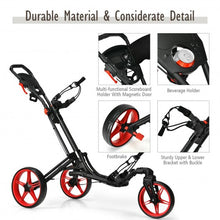 Load image into Gallery viewer, Folding Golf Push Cart with Scoreboard Adjustable Handle Swivel Wheel-Red
