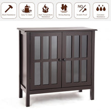 Load image into Gallery viewer, Glass Door Sideboard Console Storage Buffet Cabinet-Brown
