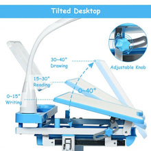 Load image into Gallery viewer, Adjustable Kids Desk Chair Set with Lamp and Bookstand-Blue
