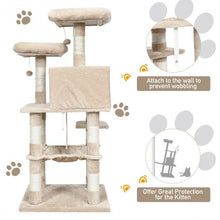 Load image into Gallery viewer, 55&quot; Multi-Level Kitten Activity Tower with Hammock-Beige
