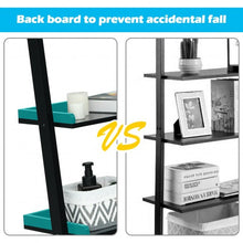 Load image into Gallery viewer, 5-Tier Wall-leaning Ladder Shelf  Display Rack for Plants and Books-Black
