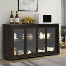 Load image into Gallery viewer, Sideboard Buffet Cupboard Storage Cabinet with Sliding Door-Brown
