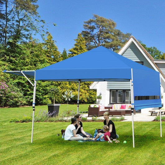 17 Feet x 10 Feet Foldable Pop Up Canopy with Adjustable Instant Sun Shelter-Blue