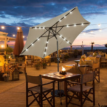 Load image into Gallery viewer, 9&#39; Solar LED Lighted Patio Market Umbrella Tilt Adjustment Crank Lift -Tan
