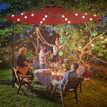 Load image into Gallery viewer, 10 Inch Patio Hanging Solar LED Umbrella Sun Shade with Cross Base-Burgundy
