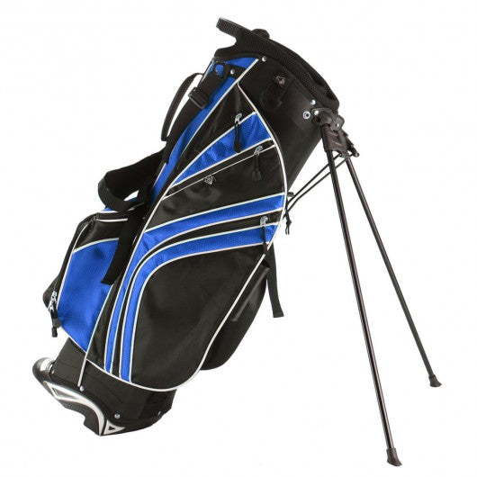 Golf Stand Cart Bag with 6-Way Divider Carry Pockets-Blue