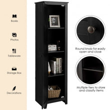 Load image into Gallery viewer, Linen Tower Bathroom Storage Cabinet Tall Slim Side Organizer with Shelf-Black
