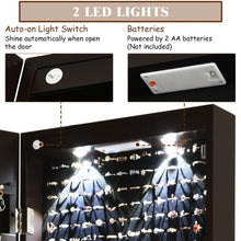 Load image into Gallery viewer, Wall and Door Mounted Mirrored Jewelry Cabinet with Lights-Brown
