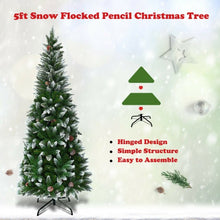 Load image into Gallery viewer, 5&#39; / 6&#39; / 7.5&#39; Artificial Pencil Christmas Tree with Pine Cones-5&#39;
