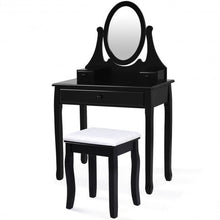 Load image into Gallery viewer, Vanity Wooden Makeup Dressing Table Stool Set -Black
