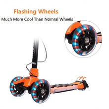 Load image into Gallery viewer, Folding Aluminum 3 LED Light Up Wheels Kids Music Kick Scooter-Orange
