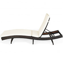 Load image into Gallery viewer, Patio Folding Adjustable Rattan Chaise Lounge Chair with Cushion-White
