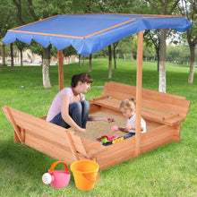 Load image into Gallery viewer, Children Outdoor Retractable Sandbox  with Canopy Bench Seat
