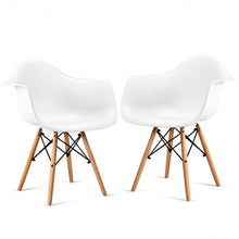 Load image into Gallery viewer, Set of 2 Mid-Century Dining Arm Chairs with Wood Legs
