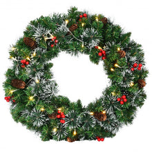 Load image into Gallery viewer, 24&quot; Pre-lit Christmas Spruce Wreath with 8 Flash Modes
