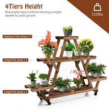 Load image into Gallery viewer, Wooden Plant Stand with Wheels Pots Holder Display Shelf
