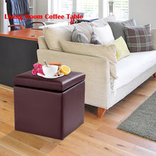 Load image into Gallery viewer, Square Hinge Top Storage Box Ottoman-Brown
