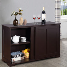 Load image into Gallery viewer, Kitchen Storage Cabinet with Wood Sliding Door-Brown
