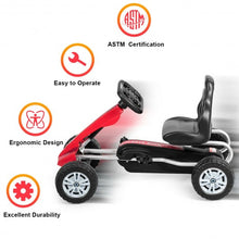 Load image into Gallery viewer, Kids Powered 4 Wheel Adjustable Seat  Pedal Go Kart-Red
