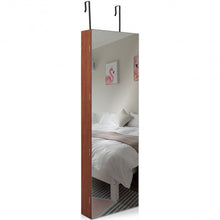 Load image into Gallery viewer, Lockable Storage Jewelry Cabinet with Frameless Mirror-Coffee
