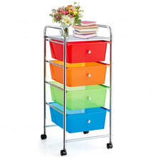 Load image into Gallery viewer, 4-Drawer Cart Storage Bin Organizer Rolling with Plastic Drawers-Transparent Multicolor
