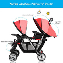 Load image into Gallery viewer, Foldable Twin Baby Double Stroller Kids Jogger Travel Infant Pushchair 3 color-Red
