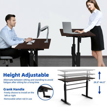 Load image into Gallery viewer, Height Adjustable Standing Desk with Crank Handle-Brown
