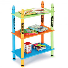 Load image into Gallery viewer, 3 Tiers Kids Bookshelf Crayon Themed Storage Colorful Shelves
