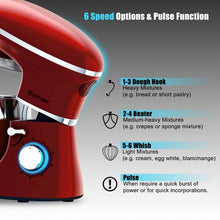 Load image into Gallery viewer, 6.3 Quart Tilt-Head Food Stand Mixer 6 Speed 660W-Red
