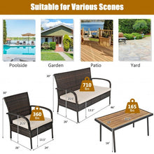 Load image into Gallery viewer, 4Pcs Patio Rattan Outdoor Conversation Set with Cushions
