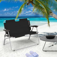 Load image into Gallery viewer, 2 Person Folding Camping Bench Portable Double Chair-Black
