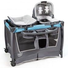 Load image into Gallery viewer, 4-in-1 Convertible Portable Baby Play yard with Toys and Music Player-Blue
