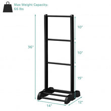 Load image into Gallery viewer, 3-Bar Acacia Wood Freestanding Bathroom Towel Rack  w/Bottom Storage Shelf-Black
