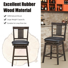 Load image into Gallery viewer, 24 inch Swivel Upholstered Counter Height Bar Chair with Rubber Wood Legs
