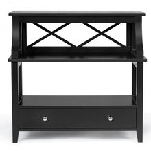 Load image into Gallery viewer, 3-Tier Storage Rack End table Side Table with Slide Drawer -Black
