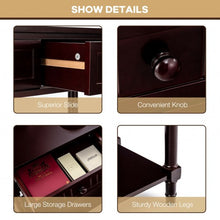 Load image into Gallery viewer, Console Accent Sofa Table with Drawers and Bottom Shelf-Brown
